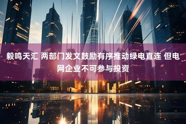 毅鸣天汇 两部门发文鼓励有序推动绿电直连 但电网企业不可参与投资